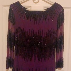 Dress size 8 purple with black beads brand lotus new york